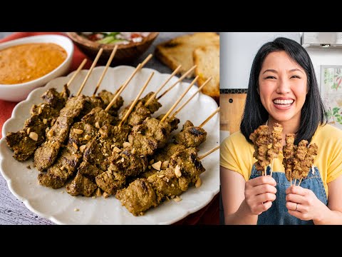 Beef skewers with satay sauce