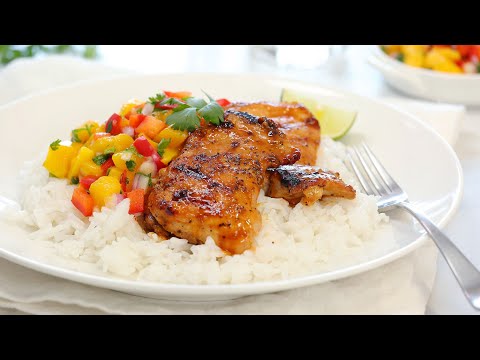 Barbecue steak with lime and mango salsa recipe